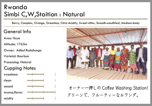 淺/中焙 Rwanda Sambi Natural 100g by Tsukikoya Coffee