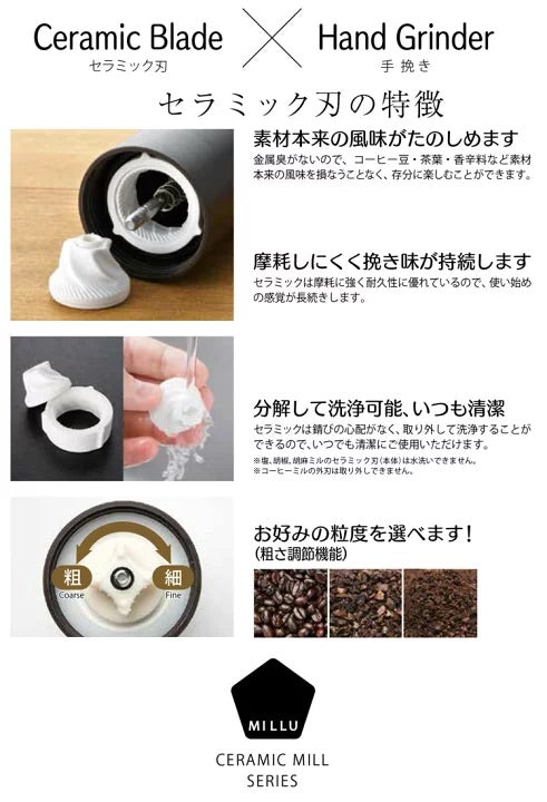 日本製 MILLU 手動研磨器 手磨 Ceramic Grinder MI-015